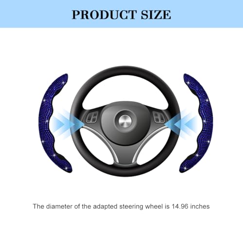 Bling Car Steering Wheel Cover, Rhinestones Non-Slip 15 Inches Vehicle Wheel Cover, Diamond Sparkling Steering Protector for Women Girls, Universal Automotive Accessories (Blue) - color: Blue