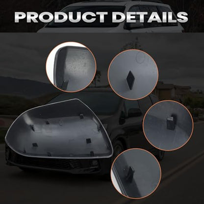 Compatible with 2012-2020 Toyota Sienna Left Side Mirror Cover Cap, Gray Driver Side Clip-on Mirror Cap Replacement Without Turn Signal Light Replaces for 87945-08021-B1 - color: Left Gray