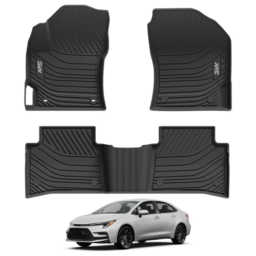 3W Floor Mats Fit 2020-2026 Toyota Corolla Sedan (Not for Cross or Hatchback), TPE All Weather Custom Fit Floor Liner for Toyota Corolla 1st and 2nd Row Full Set Car Liners(Include Hybrid) - style: 4. Corolla|20-26|Floor mats