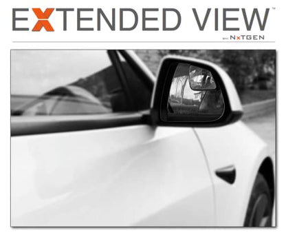 Blind Spot Mirrors - Compatible with Tesla Model 3 - Extended View - Custom Contoured - Convex - Black - Set of 2-2 Piece Set (Left & Right) - size: Model 3