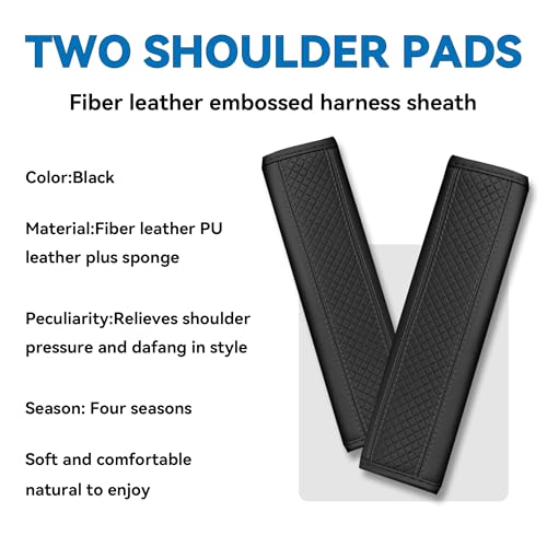 2PCS Car Seat Belt Cover, Soft Shoulder Strap Covers Harness Pads, Safety Leather Seatbelt Comfort Driving Cushion Protect Your Shoulder and Neck Universal for Car, SUV,Truck (Black) - color: Black