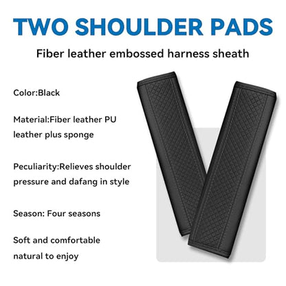 2PCS Car Seat Belt Cover, Soft Shoulder Strap Covers Harness Pads, Safety Leather Seatbelt Comfort Driving Cushion Protect Your Shoulder and Neck Universal for Car, SUV,Truck (Black) - color: Black