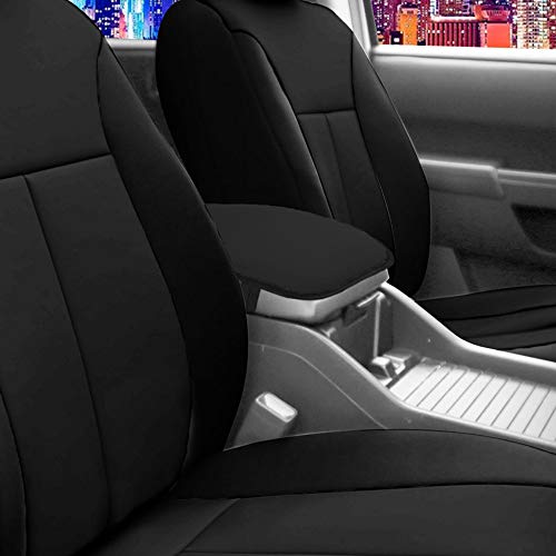 FH Group Faux Leather Center Console Armrest Cushion, Luxury Seat Box Cover Protector fits Most Cars, SUVs, and Trucks Black - color: Black, style: Console Cover (Plain)