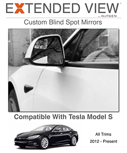 Blind Spot Mirrors- Compatible with Tesla Model S Extended View - 2 Piece Set (Left & Right) - size: Model S