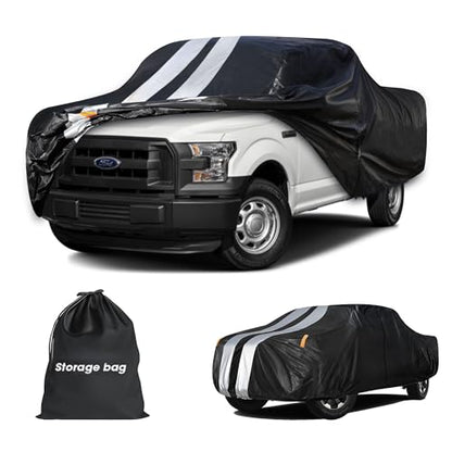 F-150 Truck Cover Custom Fit 1997-2026 Regular Cab Short/Long Bed(6.5'-8') with Door Zipper, 10 Layers Outdoor Heavy Pickup Truck Cover Waterproof All Weather, Wind Dust Sun Protector. - size: F-150 1997-2026 Regular Cab+Towel+Bag