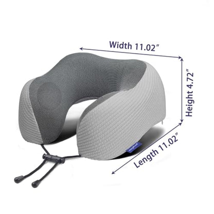 napfun Neck Pillow for Travel with Travel Pouch, Sleep Mask & Earplugs, Memory Foam Airplane Pillow for Headrest Sleep with Eyeshades, Plane Essentials with Eye Blindfold, Light Gray Striped Kit - color: Light Gray Striped Kit