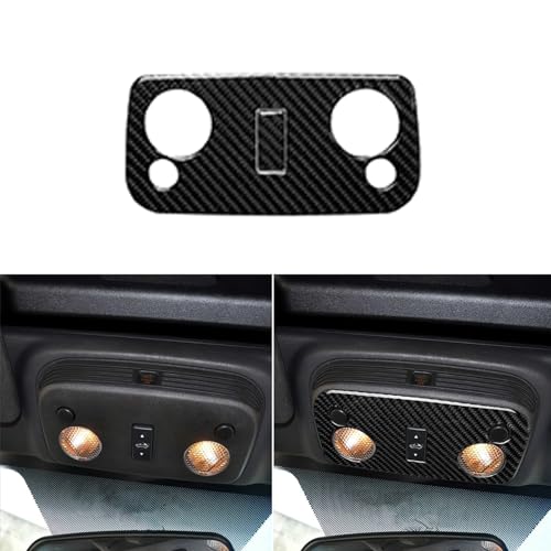 2pcs Real Soft Carbon Fiber Car Front Roof Reading Light Panel Decoration Trim Sticker Compatible with Ford Mustang GT 2009 2010 2011 2012 2013 Auto Interior Accessories Black - color: Reading Light Panel