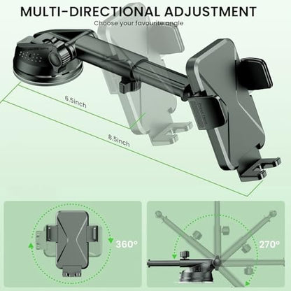 Universal Car Phone Mount Holder - [Military-Grade Suction Cup & Secure Clip] 3-in-1 Windshield, Dashboard, Air Vent Car Phone Mount Compatible with All iPhone & Smartphones - style: Modle-D