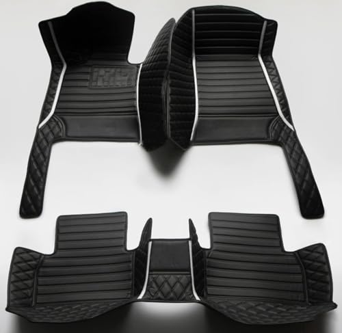 Custom Personalized Floor Mats for Cars，Luxury Full Coverage All Weather Car Floor Mats，Anti-Slip Leather Car Mat Set ，Custom Floor Mats for 99% of Cars, Trucks & SUVs (All Black White) - color: All black white