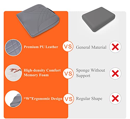 kingphenix Premium Car Seat Cushion, Memory Foam Driver Seat Cushion to Improve Driving View- Coccyx & Lower Back Pain Relief - Seat Cushion for Car, Truck, Office Chair (Leather Gray) - color: Leather Gray