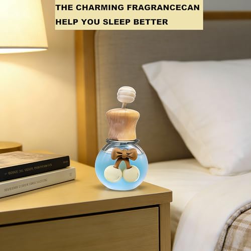 2 Pack Car Air Freshener Diffuser, Refillable Empty Glass Bottles with Vent Clip & Wooden Caps Drift Car Air Freshener for Essential Oils Long Lasting Car Fresheners-Car Accessories-A2 - size: Bear-A2 - 2PCS