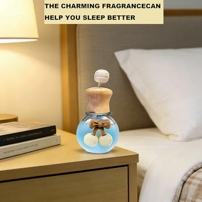 2 Pack Car Air Freshener Diffuser, Refillable Empty Glass Bottles with Vent Clip & Wooden Caps Drift Car Air Freshener for Essential Oils Long Lasting Car Fresheners-Car Accessories-A2 - size: Bear-A2 - 2PCS