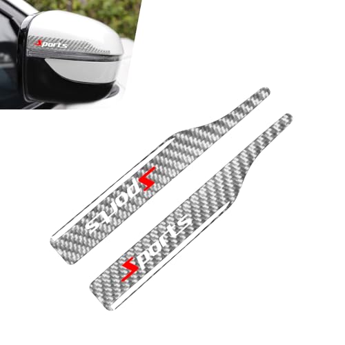 2 PCS Car Rearview Mirror Protective Film, 5.12" x 0.59" Carbon Fiber Knife-Shaped Sports Style Anti-Collision Strip, Universal Anti Scratch Rear View Mirror Trim for Most Cars (Silver) - color: Silver