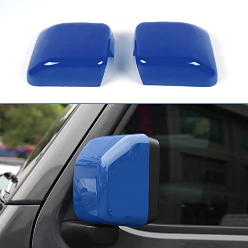 Rearview Mirror Cover Trim Shell Kit Car Rear View Mirror Exterior Decoration Accessories for Jeep Wrangler JL JLU 2018-2022 & Gladiator JT (Blue) - color: Blue