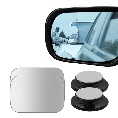 2 pcs Blind Spot Mirrors, HD Glass Convex 360° Wide Angle Side Rear View Mirror with ABS Housing for Cars SUV and Trucks - color: Silver, size: 2.55 inch