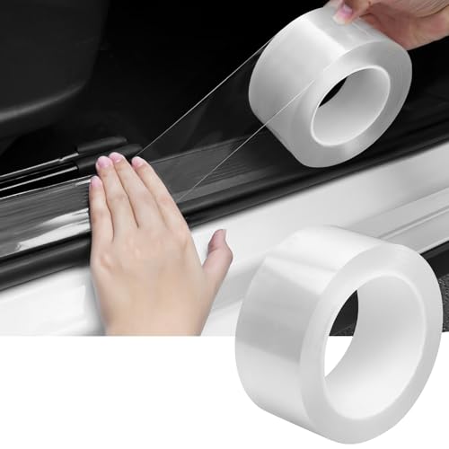DGSL Car Door Edge Guards Door Sill Protector, 1.2In x 33Ft 5D Carbon Fiber Car Wrap Film, Vinyl Automotive Wrap Film Anti-Collision Fits for Most Car(Transparent) - color: Transparent, size: 1.2In x 33Ft