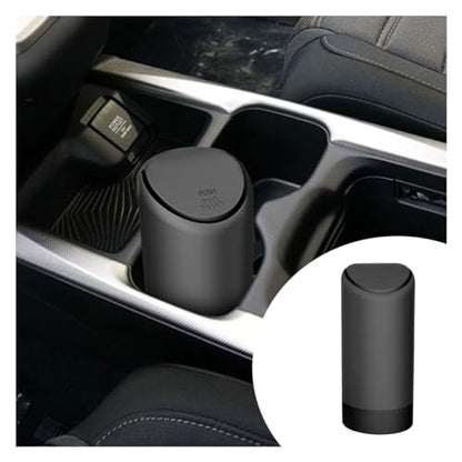Car Cup Holder Trash Can, Garbage Container with Lid, Leakproof Organizer Dustbin Mini Silicone Garbage Can, Portable Trash Bag Rubbish Bin, Vehicle Waste Bin for Automotive, Home, Office (Black)