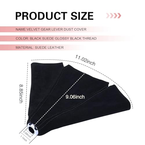 Car Shift Boot Cover, Suede Leather Auto Gear Shift Knob Boot Protection Cover, Car Manual Shifter Boots Sleeve Dust Protector, Universal Handbrake Gaiter Boots Covers for Sedan Van (Black) - color: Black