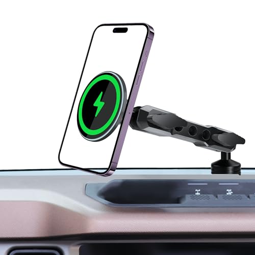 Phone Mount Holder for Ford Bronco 2021 2022 2023 2024 2025 2026 2/4 Door,Magnetic Wireless Charging,Magsafe Charger for Ford Bronco, for Ford Bronco Accessory with 5-Foot Cable (Not for Bronco Sport) - size: Wireless Charging
