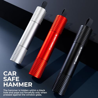 2 Pack Car Safety Hammer Car Window Breaker Seatbelt Cutter Emergency Escape Tool Car Glass Breaker for Land and Underwater Life-Saving Car Safety Kit Essentials Car Accessories (Black+Black) - color: Black+Black