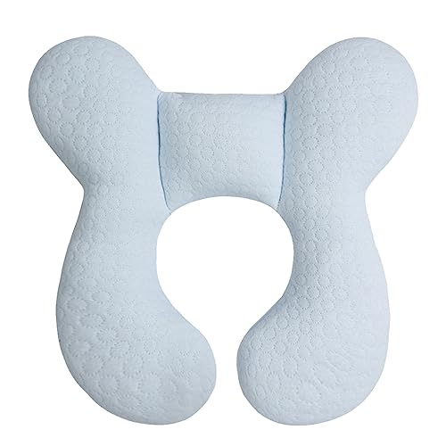 Upgraded Baby Head Support Pillow for Newborn Toddler, Soft Cotton Baby Travel Pillow for Car Seats and Strollers, Blue - color: Blue