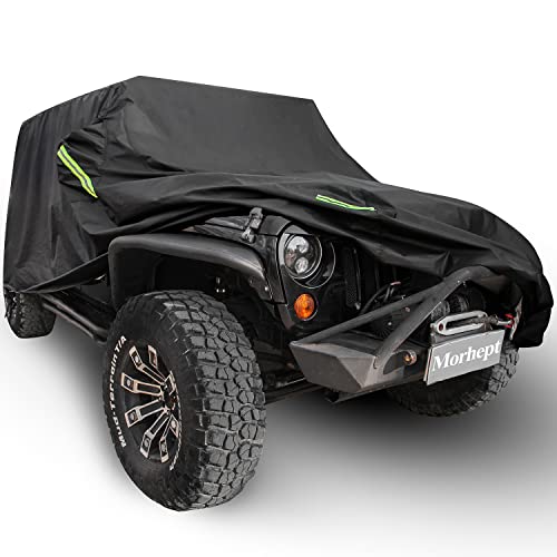 Waterproof Cover for Jeep Wrangler JK JL CJ YJ TJ 2 Door 1987-2026 Outdoor Sun Rain Wind Snow Protection Dustproof Covers with Driver Door Zipper Black - color: Black, size: Fit for Jeep Wrangler 2 Door