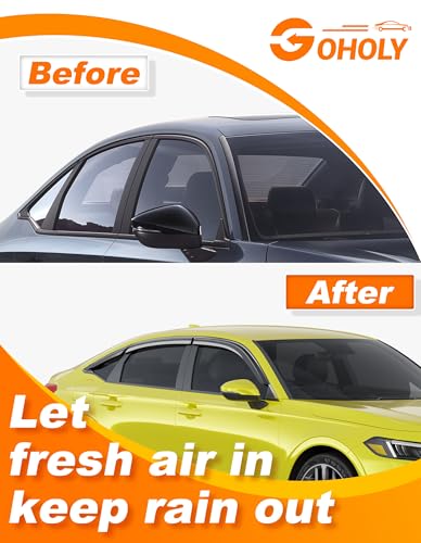 6-pcs Low-Profile Window Rain Guard for Honda Civic Sedan 4dr 2022-2026 Side Window Visors Extra-Thick Vent Visor Full Size Window Deflectors Vent Shades Car Accessories - size: Fit for 2022-2026 Honda Civic Sedan