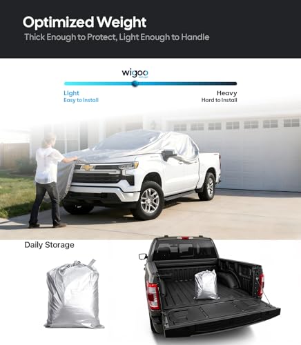Wigoo Chevrolet Silverado 1500 Truck Car Cover Accessories 2019-2026, Custom Fit Waterproof All Weather Outdoor Full Pickup Cover, Windproof UV Rain Snow Dust Protection, Door Zipper, Breathable Desig - size: for Chevrolet Silverado 1500 (2019-2026)