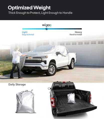 Wigoo Chevrolet Silverado 1500 Truck Car Cover Accessories 2019-2026, Custom Fit Waterproof All Weather Outdoor Full Pickup Cover, Windproof UV Rain Snow Dust Protection, Door Zipper, Breathable Desig - size: for Chevrolet Silverado 1500 (2019-2026)