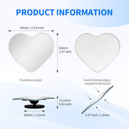 2 PCS Car Blind Spot Mirror, HD Frameless Convex Glass Angle Adjustable, Self-adhesive Back Auxiliary Reverse Mirror Wide Angle Side Mirrors Universal Car Exterior Accessories (Heart) - size: Heart