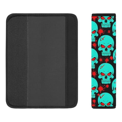 Women's Car Belt Covers, Halloween Cool Red Blood Zombie Skull Fashion Cushion Pad Car Shoulder Strap Harness Pad - color: Color847