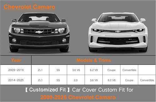 Kayme 6 Layers Car Cover Custom Fit for Chevrolet Chevy Camaro (2010-2025) Waterproof All Weather for Automobiles, Outdoor Full Cover Rain Sun UV Protection.Sliver - size: 14. Custom Fit Chevrolet Camaro