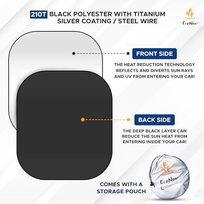 EcoNour 2-Piece Foldable RV Windshield Sun Shade, 240T Reflective Polyester, UV Protection & Heat Block for Truck, Motorhome & Bus Front Window, Keeps Interior Cool – (50" L x 41.5" W) - size: XX-Large