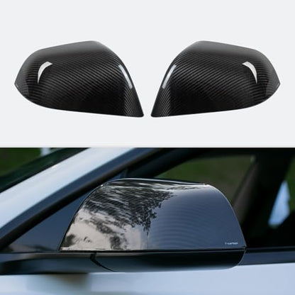 Real Carbon Fiber Side Mirror Cover Compatible with Tesla Model 3 Sedan 2017-2025, T-carbon Rearview Cover Compatible with Tesla Model 3 Exterior Mirror Caps Accessories (Black)