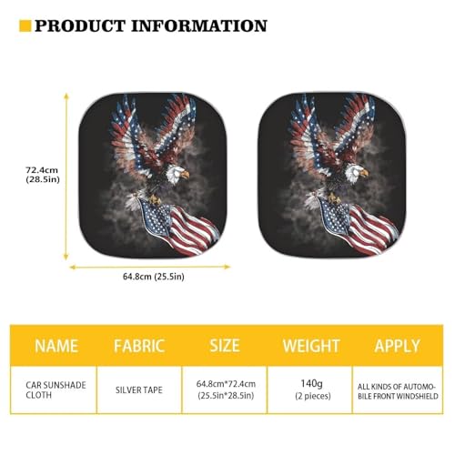 American Flag Eagle Windshield Sunshade for Cars Sedans Van SUV Sun Proof Car Front Windows Sunshade UV Rays Protection Easy to Install - color: American Flag Eagle
