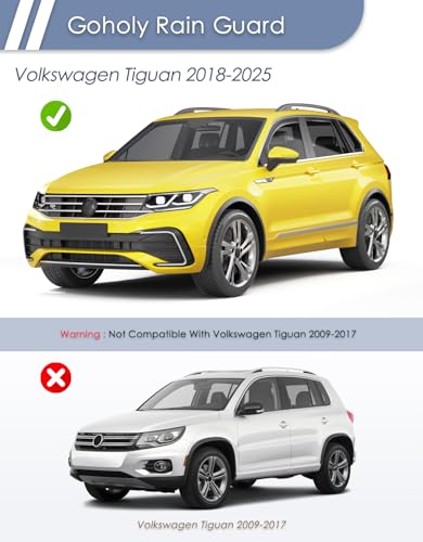 in-Channel Window Rain Guard for Fit for Volkswagen Tiguan 2018-2024 Rain Guards Side Window Visors Low Profile Vent Visor Window Deflectors Vent Shades Car Accessories - size: 2018-2024 Volkswagen Tiguan