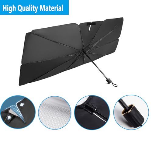 Windshield Sun Shade 2025 Car Accessories 100% Blackout Car Front Windsow Shades Umbrella Automotive Sun Visor Block Heat Insulation Protection (Gry Eyes) - color: Grey