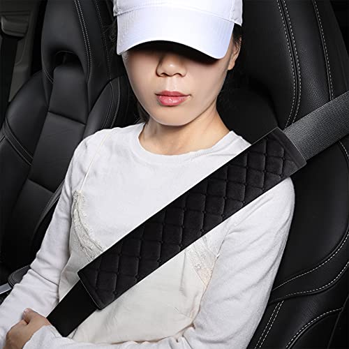 HighnessHwoo Extra Long Seatbelt Covers for Adults Kids Women & Men, Soft Car Seat Belt Strap Cushion for Sedan, SUV, Trucks, Shoulder Neck Chest Protector Pads, Auto Accessories, 2pcs, Black, 10.5in - color: Black, size: 10.5in - 2pcs