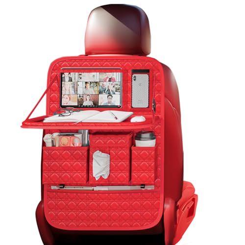 GMQ Backseat Car Organizer 1 Pack, Car Back Seat Organizers with Tray,Multifunctional Car Seat Back Organizer with Foldable Tablet Holder (Red, 1 PC) - color: Red, size: 1 PC