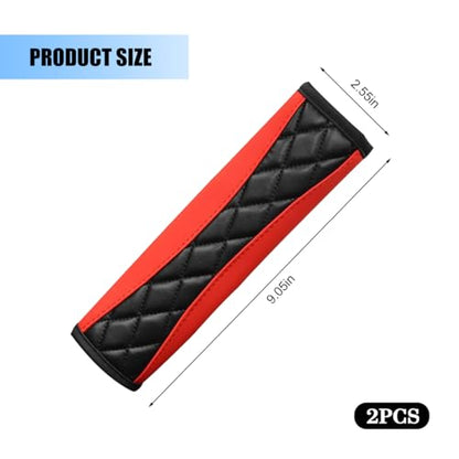 2PCS Car Seat Belt Cover, Soft Comfortable Leather Vehicle Seatbelt Shoulder Pad Cushion, Breathable Automotive Interior Seat Strap Harness Mat, Universal for RV SUV Truck (Red) - color: Red