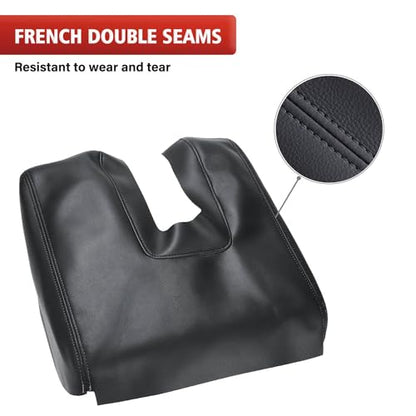 Car Center Console Cover Replacement for Toyota Tundra 2014 2015 2016 2017 2018 2019 2020 2021, Vinyl Leather Armrest Uhpholstery, Anti-Scratch, Black (Leather Part Only) - color: Black