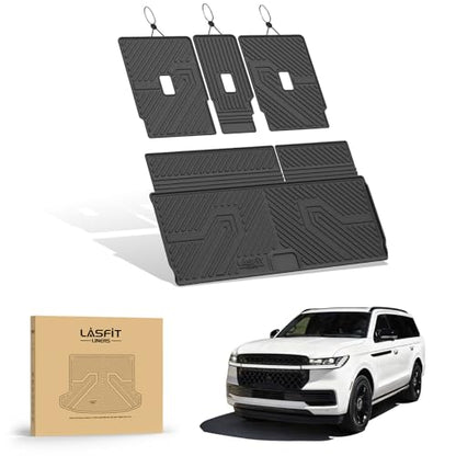 LASFIT Floor Mats&Cargo Backrest Mat for 7&8 Seats Ford Expedition Standard & Lincoln Navigator Standard 2025 2026,Costom Fit All Weather Protection TPE Easy Clean Floor Liners,4pcs. - style: 7) Expedition 7 Seats Standrad| 25-26 | Cargo&Seatback