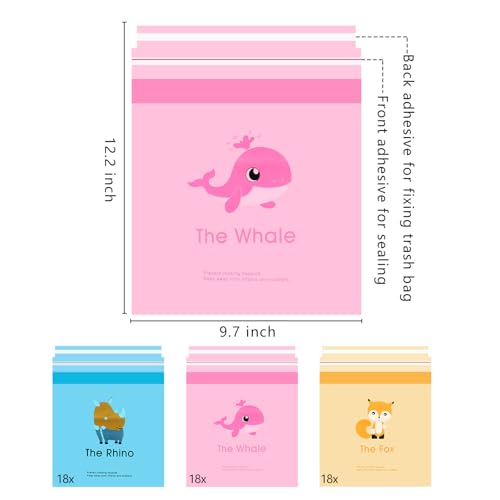 54pcs Car Trash Bags Easy Stick-On Disposable Portable Car Garbage Bags, Waterproof Leak Proof Barf Vomit Bags, Self Adhesive Cleaning Bags for Cars, Bedrooms, Bathrooms, Offices, Kitchens - Pattern B - color: B-54 Pieces