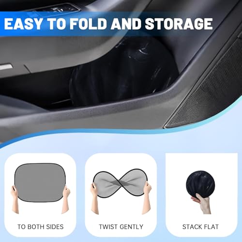 4 PCS Universal Car Window Shades for Baby, 20"x12" Static Cling Mesh Car Shades for Side Windows, Easy Fold UV & Sun Protection Window Covers for Family Travel - size: 4 Pack Universal Car Side Window Shades