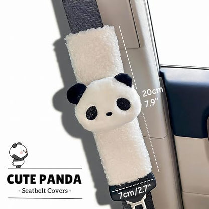 2 PCS Seat Belt Cover Pad, Cute Kawaii Animal Panda Seatbelt Covers for Kids and Adults, Winter Plush Fluffy Soft Seat Belt Cover, Cartoon Seatbelt Cushion,Car Seat Strap Pads (G-Panda) - color: G-Panda