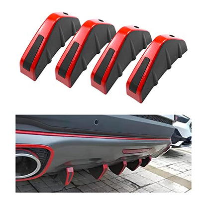 4pcs Car Lower Bumper Lip Diffuser, Anti-Crash Accessories Spoiler Fin Protector, Rear Splitter Lip Wing with Screw, Universal Auto Decoration for Car SUV Truck - style: Red Edge/Black Cover