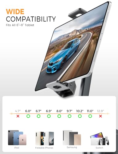 eSamcore Tablet Holder for Recliner & Car Cup Holder, [Unobstructed Cup Holder Mount] for iPad with Flexible Base, 360 Rotatable Deep Clamp Compatible with 6”-11” iPad, iPhone, Foldable Phones