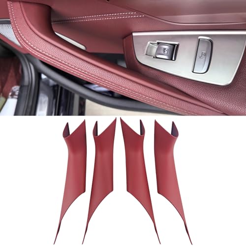 Interior Door Handles Protective Covers Compatible with BMW 5 Series G30 G31 2017-2022 Car Interior Door Pull Handle Covers for 520i 520d 525d 530e 530i 540d 540i 550i (4PCS Volcanic Red) - color: 4PCS Volcanic Red