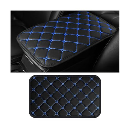 HZEL Car Center Console Cushion Pad, PU Leather Vehicle Armrest Protection Cover, Waterproof Automotive Interior Arm Rest Seat Box Mat Accessories, Universal for SUV, Sedan, Truck (Black/Blue) - color: Black/Blue