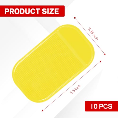 10PCS Car Dashboard Non-Slip Mat, Multifunctional Anti-Slide Sticky Pad for Auto Dashboard, Anti-Slip Dash Pad for Cell Phone, Radar Detector, Keys, Glasses, GPS, Coins (Yellow) - color: Yellow